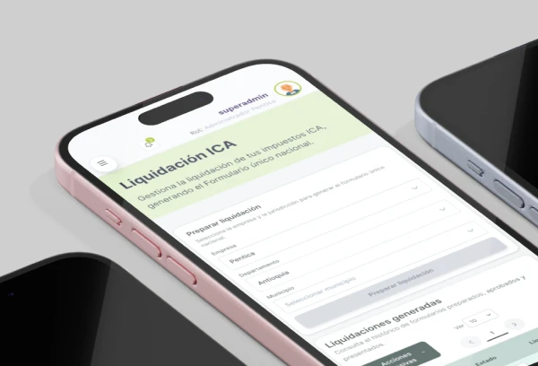 Liquidación ICA en Péntica desde un celular