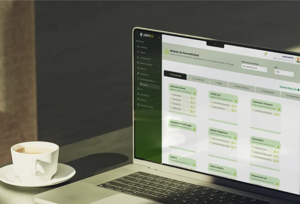 Computador con el modulo de normatividad de la plataforma Péntica